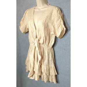 KIVARI Dress Size AU 12 US 8 Linen Short Tiered Ruffles Summer Resort Flowy Chic